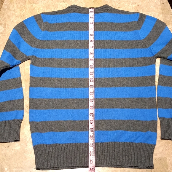Boys Blue/Gray Striped Cotton Sweater - Picture 4 of 6